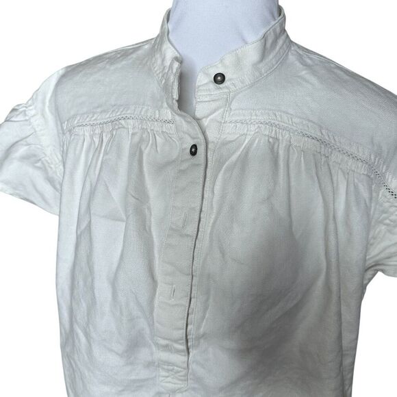 Anthropologie Maeve XS snow white top linen blend - Picture 4 of 6